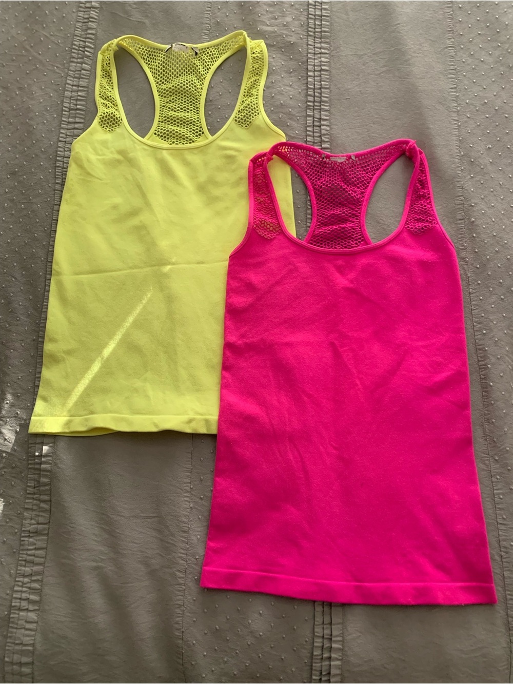 Ser of 2 - Women’s Racerback Tank Tops - Neon Pink and Neon Yellow